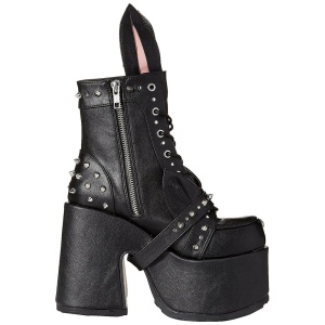 Leatherette 13 cm DEMONIA CAMEL-202 goth ankle boots with rivets