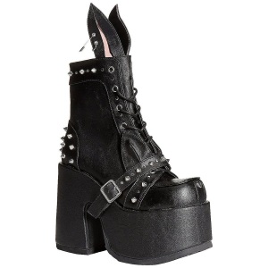 Leatherette 13 cm DEMONIA CAMEL-202 goth ankle boots with rivets