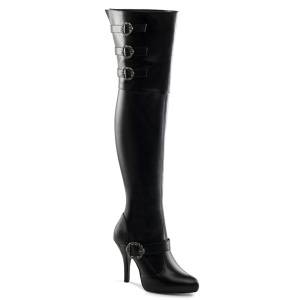 Leatherette 13 cm DIVA-3006X thigh high stretch overknee boots with wide calf