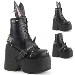 Leatherette 13 cm DemoniaCult CAMEL-202 goth ankle boots with rivets