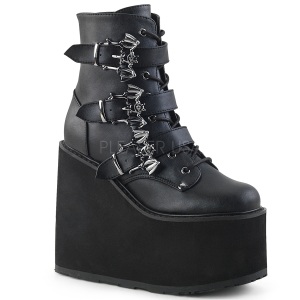Leatherette 14 cm SWING-103 goth ankle boots wedge platform