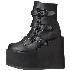 Leatherette 14 cm SWING-103 goth ankle boots wedge platform