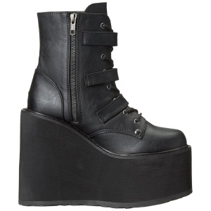 Leatherette 14 cm SWING-103 goth ankle boots wedge platform