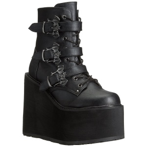 Leatherette 14 cm SWING-103 goth ankle boots wedge platform