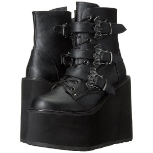 Leatherette 14 cm SWING-103 goth ankle boots wedge platform