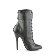 Leatherette 15 cm DOMINA-1023 Black ankle boots high heels