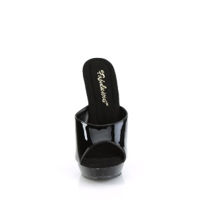 Leatherette 15 cm SULTRY-601 Black mules high heels
