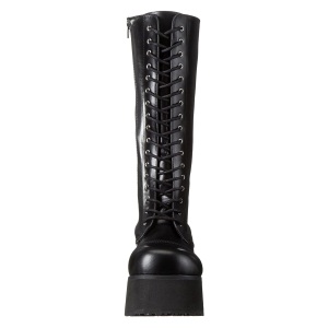 Leatherette 8,5 cm TRASHVILLE-502 Black punk boots with laces mens