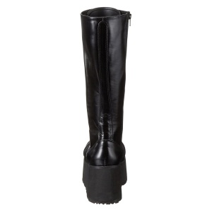 Leatherette 8,5 cm TRASHVILLE-502 Black punk boots with laces mens