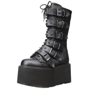Leatherette 9 cm DAMNED-225 womens buckle boots with platform