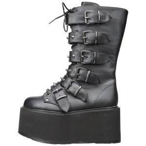 Leatherette 9 cm DAMNED-225 womens buckle boots with platform