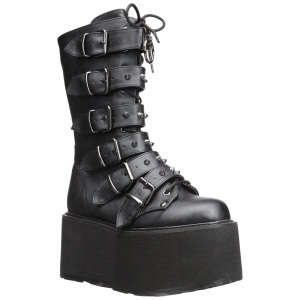 Leatherette 9 cm DAMNED-225 womens buckle boots with platform