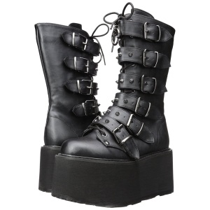 Leatherette 9 cm DAMNED-225 womens buckle boots with platform