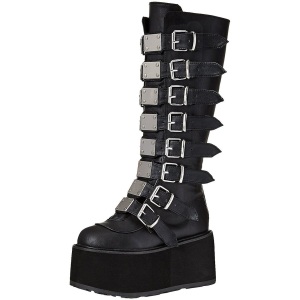 Leatherette 9 cm DAMNED-318 womens buckle boots with platform