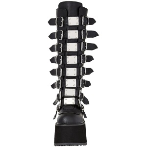 Leatherette 9 cm DAMNED-318 womens buckle boots with platform