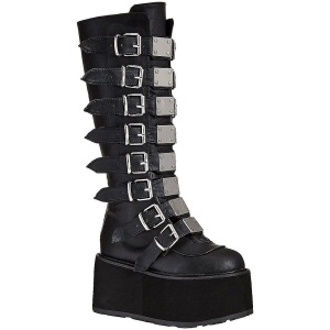 Leatherette 9 cm DAMNED-318 womens buckle boots with platform