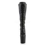 Leatherette Black 19 cm TABOO-2023 laced womens boots with platform