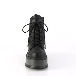Leatherette boots 5 cm SLACKER-55 Black lace up ankle boots