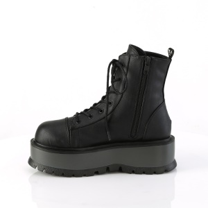 Leatherette boots 5 cm SLACKER-55 Black lace up ankle boots