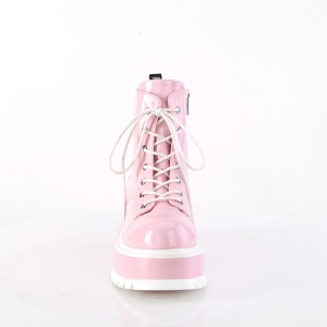 Leatherette boots 5 cm SLACKER-55 Rose lace up ankle boots