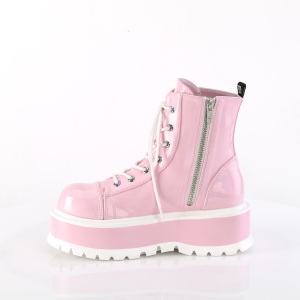 Leatherette boots 5 cm SLACKER-55 Rose lace up ankle boots