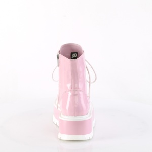 Leatherette boots 5 cm SLACKER-55 Rose lace up ankle boots