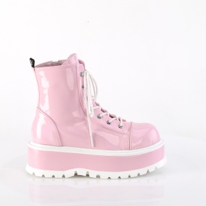 Leatherette boots 5 cm SLACKER-55 Rose lace up ankle boots