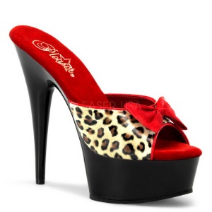 Leopardo 15 cm Pleaser DELIGHT-601-6 Plateau Mules Alto