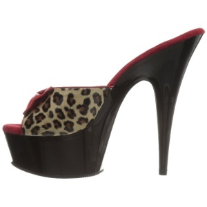 Leopardo 15 cm Pleaser DELIGHT-601-6 Plateau Mules Alto