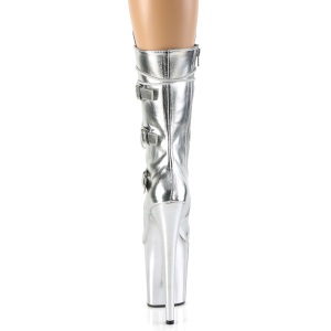 Metallic 20 cm FLAMINGO-1053 stivali fibbie con tacco e piattaforma argento