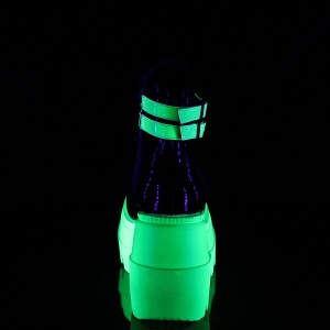 Neon 11,5 cm SHAKER-52 demoniacult stivaletti con zeppa e plateau bianco