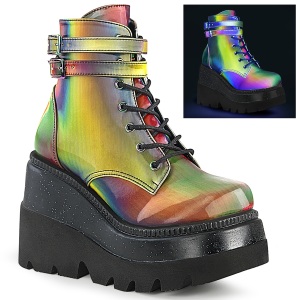 Neon arcobaleno 11,5 cm SHAKER-52 lolita stivaletti con zeppa plateau