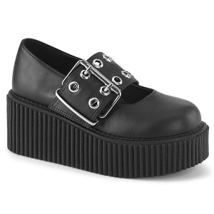 Neri 7,5 cm CREEPER-230 maryjane scarpe creepers donna fibbia larga