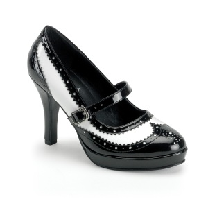 Neri bianco 10,5 cm CONTESSA-06 scarpe dcollet mary jane rockabilly gangster
