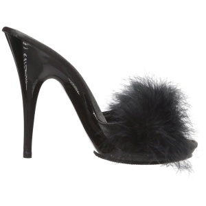 Nero 13 cm POISE-501F piume di marabu Mules Scarpe
