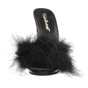 Nero 13 cm POISE-501F piume di marabu Mules Scarpe