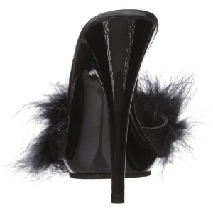 Nero 13 cm POISE-501F piume di marabu Mules Scarpe
