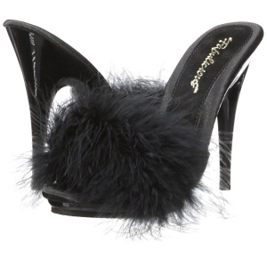 Nero 13 cm POISE-501F piume di marabu Mules Scarpe