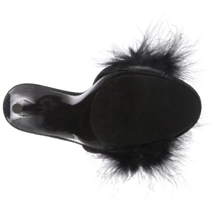 Nero 13 cm POISE-501F piume di marabu Mules Scarpe