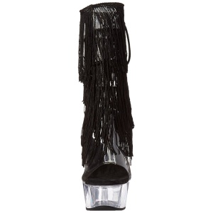 Nero 15 cm DELIGHT-1017TF stivaletti con frange donna tacco alto