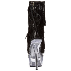 Nero 15 cm DELIGHT-1017TF stivaletti con frange donna tacco alto