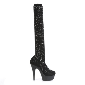 Nero 15 cm DELIGHT-30022 Tessuto a maglia - stivali overknee piattaforma exotic