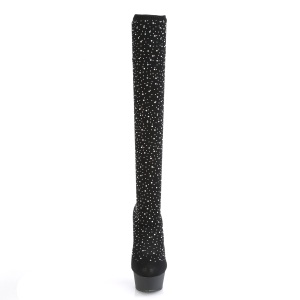 Nero 15 cm DELIGHT-30022 Tessuto a maglia - stivali overknee piattaforma exotic