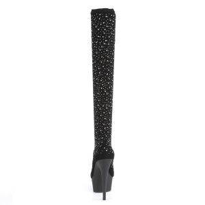 Nero 15 cm DELIGHT-30022 Tessuto a maglia - stivali overknee piattaforma exotic