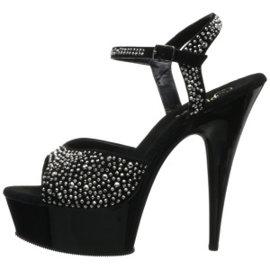 Nero 15 cm DELIGHT-609RS Scarpe da donna con pietre scintillanti