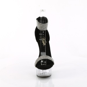 Nero 15 cm DELIGHT-641 Sandali piattaforma con cinturini alla caviglia