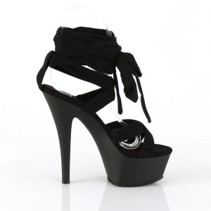 Nero 15 cm KISS-274 piatti sandali al ginocchio gladiatore da donna