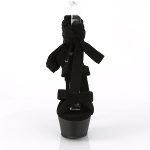 Nero 15 cm KISS-274 piatti sandali al ginocchio gladiatore da donna