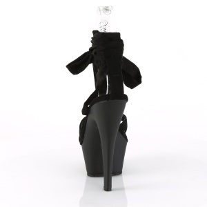 Nero 15 cm KISS-274 piatti sandali al ginocchio gladiatore da donna
