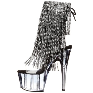 Nero 18 cm ADORE-1017RSFT stivaletti con frange donna tacco alto